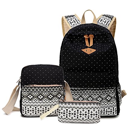 Abshoo Canvas Dot Backpack Cute Lightweight Teen Girls Backpacks School Shoulder Bags