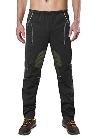 4ucycling Mens Fleeced Windstopper Cycling Pants for Casual Outdoor and Multi Sports