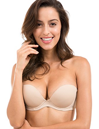 Delimira Women's Smooth Demi Cup Seamless Multiway Strapless Bra
