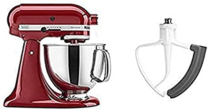 KitchenAid KSM150PSER Artisan Tilt-Head Stand Mixer with Pouring Shield, 5-Quart, Empire Red and KitchenAid KFE5T Flex Edge Beater for Tilt-Head Stand Mixers Bundle