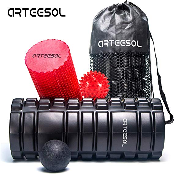 arteesol Foam Roller 2 in 1 Set for Deep Tissue Muscle Massage with Trigger Point Foam Roller Massage Ball Roller for Women & Men