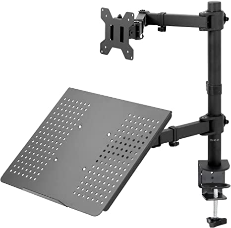 VIVO Black Fully Adjustable 13 to 32 inch Single Computer Monitor and Laptop Desk Mount Combo, Stand with Grommet Option, Fits up to 17 inch Laptops (STAND-V002C)