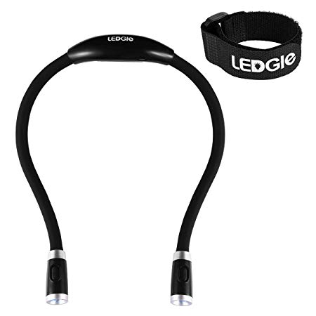 LEDGLE LED Book Light Rechargeable Hug Light Reading Lamp Hands Free 2700-7000K 4 LED Beads, 3 Adjustable Brightness, USB Cable Included for Reading in Bed Or Reading in Car，Black