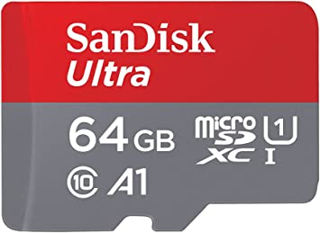 SanDisk 64GB Ultra microSDXC UHS-I Memory Card with Adapter - Up to 140MB/s, C10, U1, Full HD, A1, MicroSD Card - SDSQUAB-064G-GN6MA