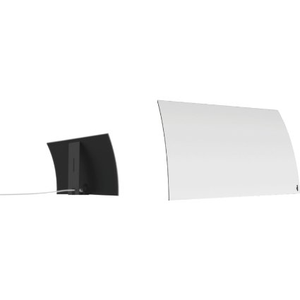 Mohu Curve 50 TV Antenna Indoor Amplified 50 Mile Range Modern Design Tabletop Paintable 4K-Ready HDTV 16 Foot Detachable Cable Premium Materials for Performance Includes Stand MH-110567
