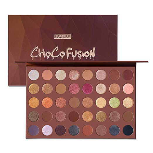 UCANBE Pro Choco Fusion Bronze Eyeshadow Makeup Palette, 40 Highly Pigmented Metallic Matte Shimmer Glitter Ultra Neutral Blendable Creamy Eye Shadow Pallet Set Kit