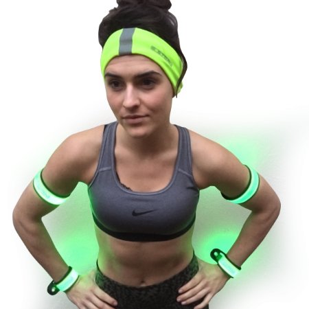 Superior LED & Reflective Sports Safety Set. 2 x LED bands   1 12in1 multi-use reflective headwear for running/ cycling/ outdoors. Essential high visibility accessories. Night gear with style.