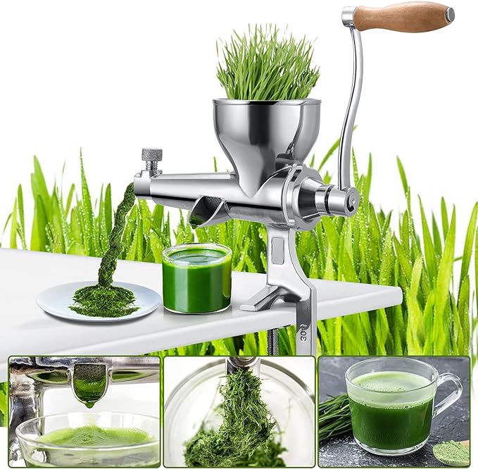 Manual Wheatgrass Juicer,Multifunctional Manual Juicer, Manual juicer wheatgrass juicer squeezer fruit vegetable, Stainless steel setting, fast and convenient