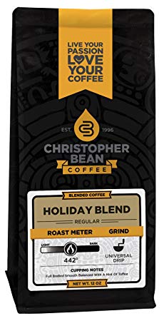 Christopher Bean Coffee Whole Bean, Holiday Blend, 12 Ounce