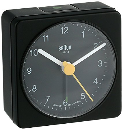 Braun Square Travel Alarm Clock, Black