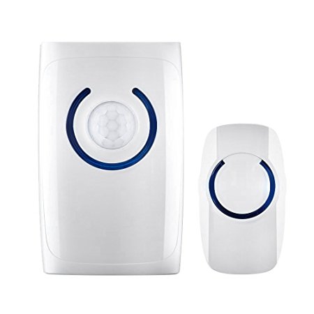 VicTec Wireless Doorbell Security Burglar Alarm Operating at over 100m with 36 Chimes & Motion Sensor Light/Emergency Light with 5 LED Bulbs for Apartments, Office, Hotels, Homes - White