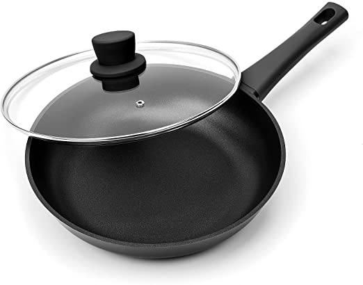 Sakuchi Frying Pan Egg Pan Nonstick 11 Inch Skillet with Lid Induction Cookware Christmas Gifts, Black