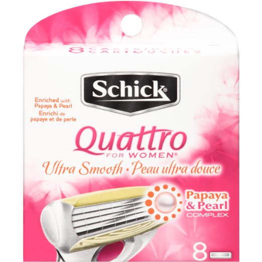 Schick Quattro for Women Ultra Smooth Razor Blade Refills Enhanced with Papaya and Pearl Complex - 8 Count