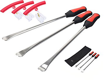 [14.5" Perfect Leverage]Dr.Roc Tire Spoons Lever Iron Tool Kit Motorcycle Bike Professional Tire Change Kit w/ Bag - 3 PCS 3 Rim Protector