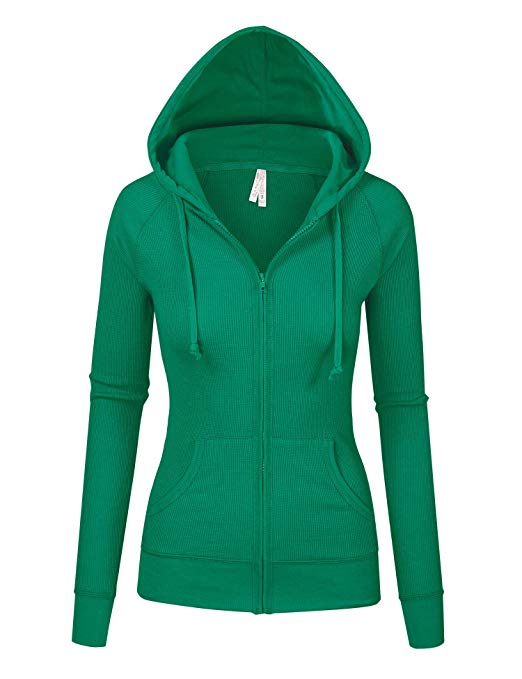 Womens Multi Colors Thermal Zip Up Casual Hoodie Jacket S-3X