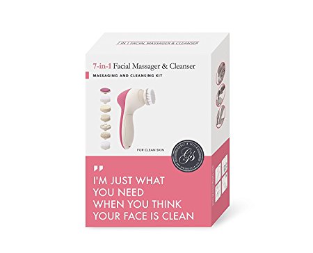 NEW Portable 7-in-1 Spin Facial Brush for Women & Men - Natural Anti-aging - Microdermabrasion Cleanser Tool Mia - Exfoliating Dead Skin Cells - Stimulate Collagen - Beauty Care Massager Deep Cleaner