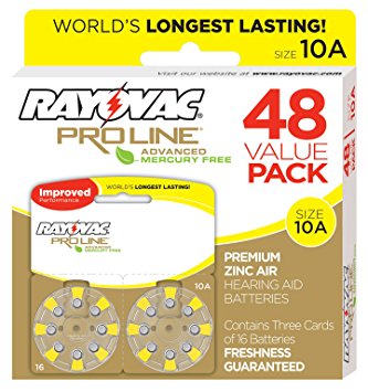 48 x Size 10 Rayovac Hearing Aid Batteries