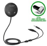 SoundBot SB360 Bluetooth 40 Car Kit Hands-Free Wireless Talking and Music Streaming Dongle w 10W Dual Port 21A USB Charger  Magnetic Mounts  Built-in 35mm Aux Cable
