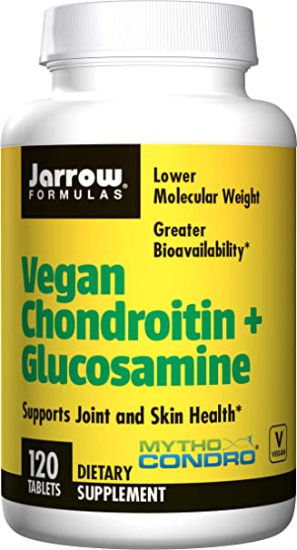 Jarrow Formulas Vegan Chondroitin   Glucosamine, Supports Joint and Skin Health*, 120 Tablets, Yellow