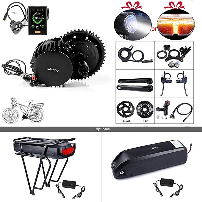 BAFANG BBSHD BBS03 48/52V 1000W Mid Motor Ebike Conversion Kit with Large Capacity Lithium Battery and Charger DIY Electric Bike Motor Kit