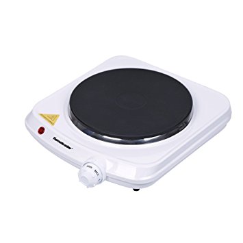 Homeleader Hot Plate, Stainless Steel Electric Single Burner, 1000W, White