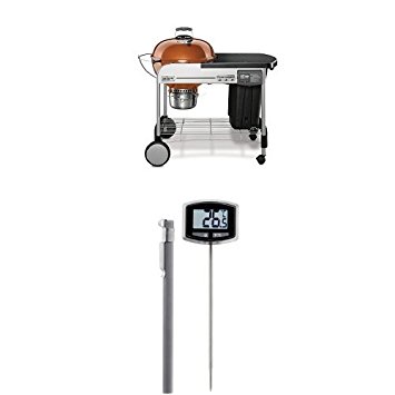 Weber 15502001 Performer Deluxe Charcoal Grill, 22-Inch, Copper and Thermometer Bundle