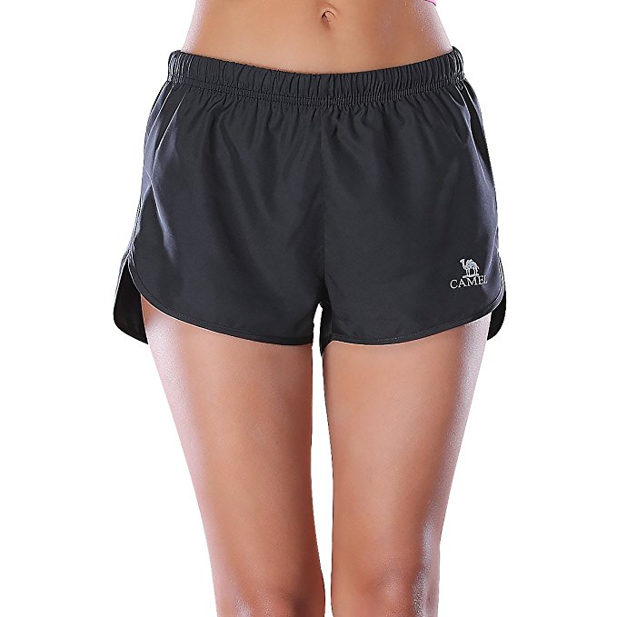 Camel Gym Athletic Shorts for Women Workout Bodybuilding Elastic Waist Sweat Shorts Lightweight Running Jogging Beach Shorts