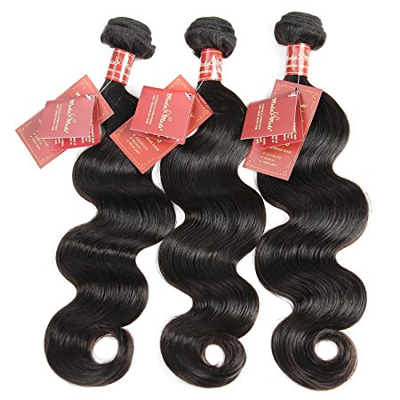 Moda Mode Brazilian Virgin Hair, 8A Brazilian Human Hair Extension Body Wave, 3-Pack 300g Total, Natural Color Weft (12 14 16inch)