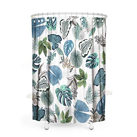 YAXIUFEN 44 Styles 3D Printing Bathroom Flower Shower Curtain Art Print Polyester Fabric Waterproof Machine Washable Included Hooks 71x71inch (Green)