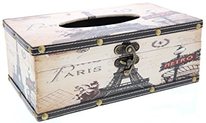 Rectangular Tissue Paper Box Cover Holder - Paris Pattern - by Juvale