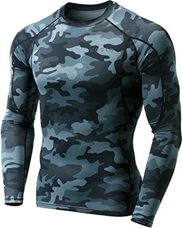 Tesla Men's Long Sleeve T-Shirt Baselayer Cool Dry Compression Top MUD11 / MUD01