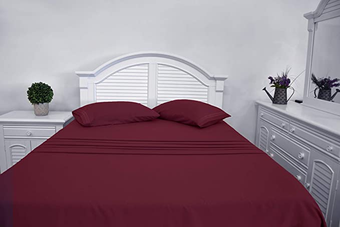 Elif Queen Size Bed Sheets Set - Brushed Microfiber 1800 Bedding - Wrinkle Free, Deep Pocket, Machine Washable, Hypoallergenic, Fade Resistant Bedding Sheet Set (Queen, Burgundy)