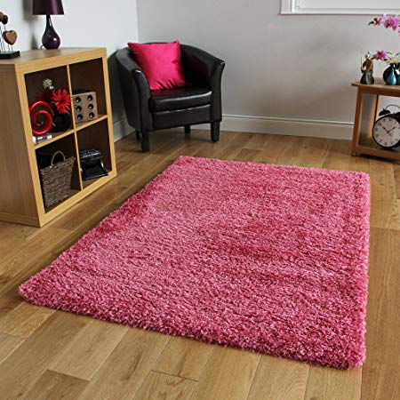 BRIGHT PINK SUPER SOFT LUXURY SHAGGY RUG 5 SIZES AVAILABLE 60cmx110cm (2ft x 3ft7")