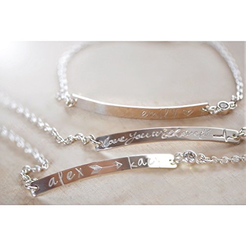 Sterling Silver Bar with Swarovski Bracelet - Name Plate Bracelet