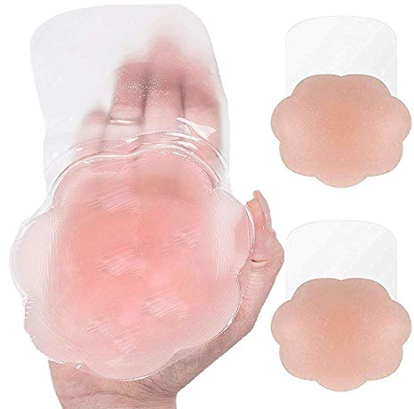Strapless Backless Bra Reusable Invisible Sticky Bra for Women Lift Nipplecovers, Nude