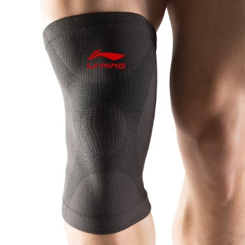 Li-Ning Knee Brace Compression Support Sleeve for Sports, Arthritis, Joint Pain, Injury Recovery - Single (Black)
