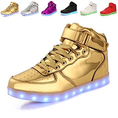 ANLUKE Kids High Top LED Shoes 11 Colors Light Up Sneakers as gift for Boys Girls Men and Women
