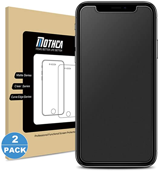 2 Pack Mothca Matte Screen Protector Compatible with iPhone Xs/iPhone X/iPhone 11 Pro Anti-Glare & Anti-Fingerprint Tempered Glass Clear Film Case Friendly 3D Touch Bubble Free for iPhone Xs/X/11 Pro