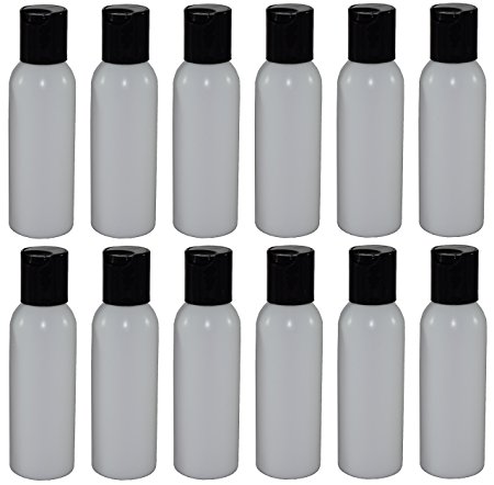 2-oz Refillable Bottle with Disc Cap (12 Pack, Black)