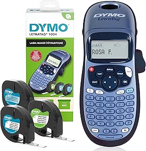 DYMO LetraTag LT-100H Kit de iniciaciónde etiquetadora | Impresora de etiquetas portátil | Con cinta de etiquetas de plástico, papel y transparentes | Perfecta para la oficina o para el hogar