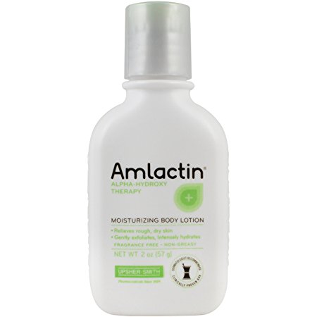 AmLactin Alpha-Hydroxy Therapy Moisturizing Body Lotion with Lactic Acid for Dry Skin, White, Fragrance-Free, 2 Ounce