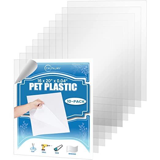 (10 Pack) PET Sheet Panels - 16" x 20" x 0.04" Clear Acrylic Sheet-Quality Shatterproof, Lightweight, and Affordable Glass Alternative Perfect for Poster Frames, Counter Barriers, and Pet Barriers