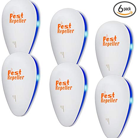 Ultrasonic Pest Repellent Plug Control by EverPest - Professional Home (6 Pack) Electronic Indoor Repeller - Repels Away Fleas, Bugs, Rodents, Roaches, Mice, Insect, Mosquitos, Ants, Spiders, Rats