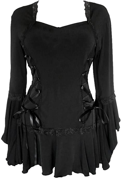 Dare to Wear Bolero Corset Top: Romantic Victorian Gothic Women's Black Lace Steampunk Cosplay Festival Blouse