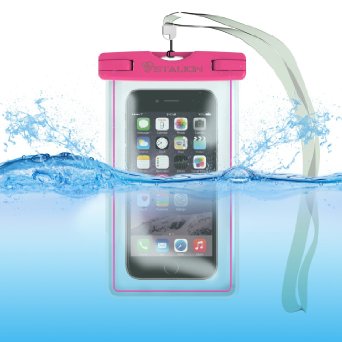 Waterproof Case Bag : Stalion® Sports Universal Water Safe Pouch [Lifetime Warranty](Fuchsia Pink) 100 Feet IPX8 Certified with Touch Responsive Screen   Camera Hole   Neck Strap - Fits All iPhone 6 6s, 6 Plus 6s Plus, Galaxy S6 , Note 5 4, iPod Touch, HTC One and all other smartphones