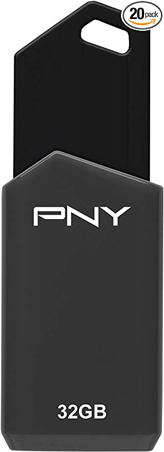PNY 32GB Retract USB 2.0 Flash Drive, Gray, 20-Pack