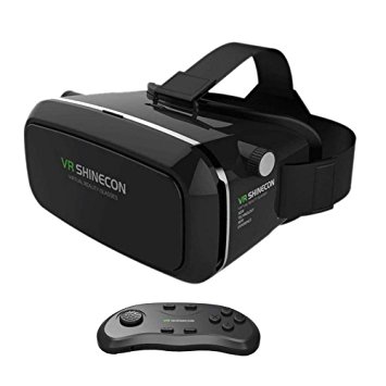 3D VR Glasses   Gamepad Remote Controller,Emontek 3D VR Glasses Headset,3D VR Box Suitable for 4.0-6.0 inch Smartphone,Multi-function Device for Watching Movies and Playing Games (VR Glasses with Remote Control-283)