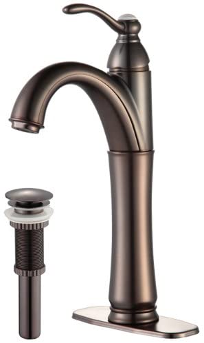 Kraus FVS-1005-PU-10ORB Riviera Single Lever Vessel Bathroom Faucet with Matching Pop Up Drain Oil Rubbed Bronze