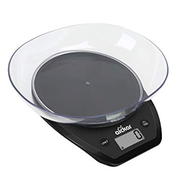 Aickar Multifunction Digital Food Scale,Digital Personal Nutrition Scale, Kitchen Food Weighing Scale,Baking Scale with Capacity 11lb/5kg - Black