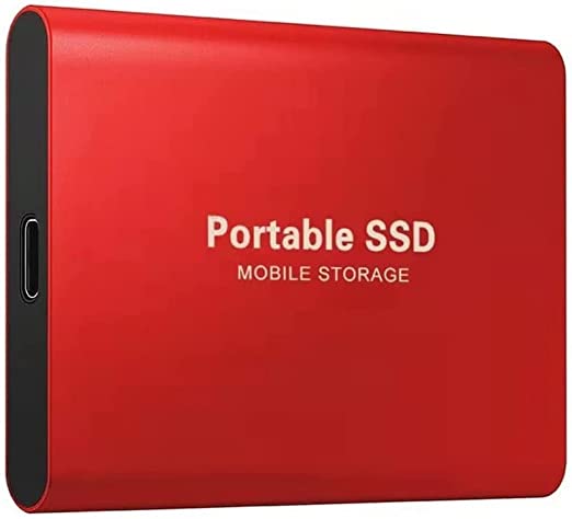 Portable 4TB External SSD Solid State Drive 4000GB USB 3.1/Type-C External SSD Hard Drive Suitable for Windows PC, Mac, XP/Mac, Linux, Android (4TB, Red)